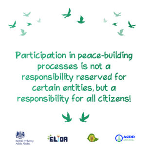 Participation in Peace building processes is not reserved for certain entities, but a responsibility for all citizens!