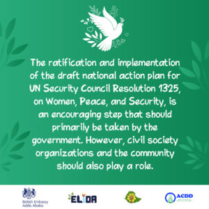CSOs & the community should play a role on the draft national action plan for UNSC Resolution 1325