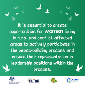 It is essential to create opportunities for women living in rural and conflict-affected areas to actively participate in the peace-building process!